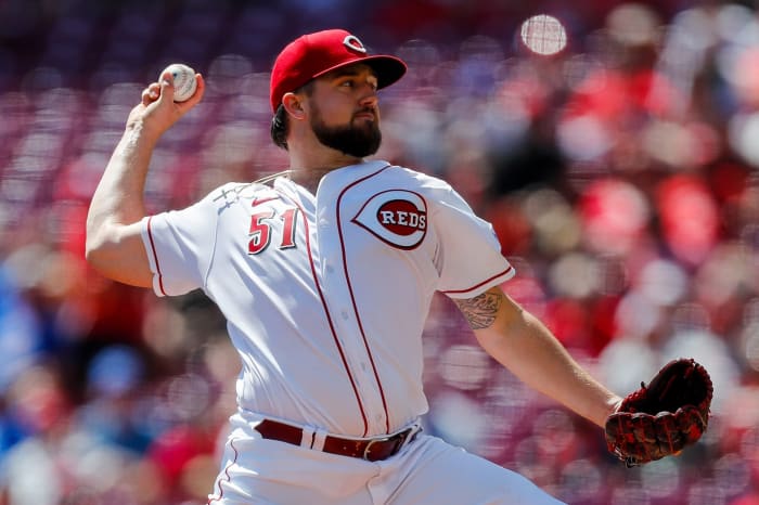 Sep 1, 2023; Cincinnati, Ohio, USA; Cincinnati Reds starting pitcher Graham Ashcraft (51) pitches against the Chicago Cubs in the first inning at Great American Ball Park. Mandatory Credit: Katie Stratman-USA TODAY Sports